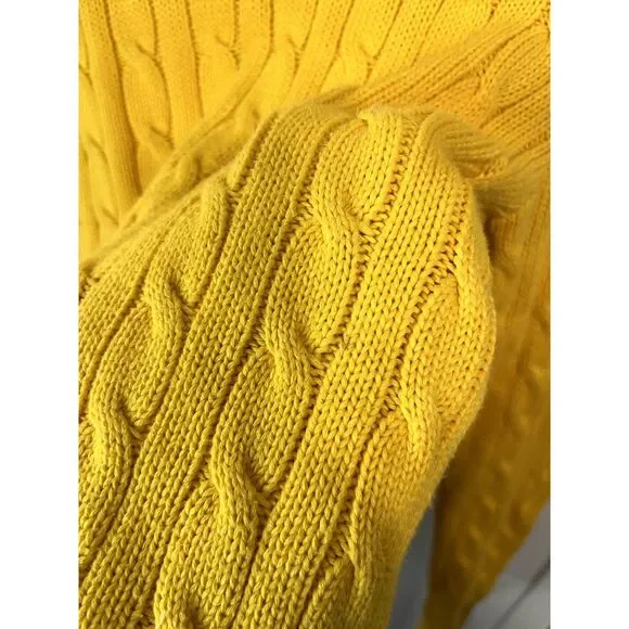 Ralph Lauren Yellow Cable Knit Cotton Crewneck Sweater Size Small - Picture 4 of 6